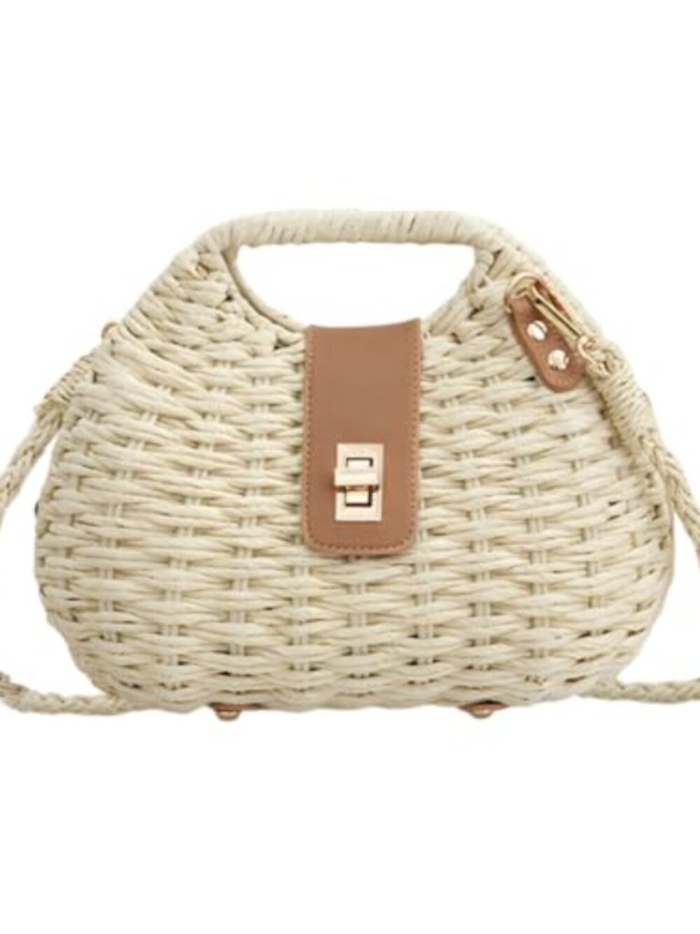 Handwoven Straw Crossbody Bag Woven Summer Beach Tote Shoulder Purse